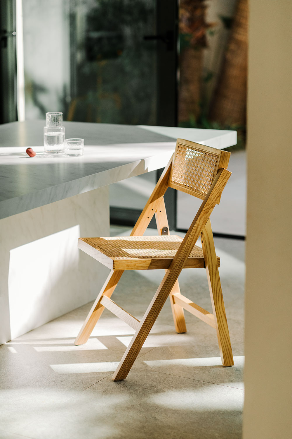 Dallas ash wood and rattan folding dining chair SKLUM