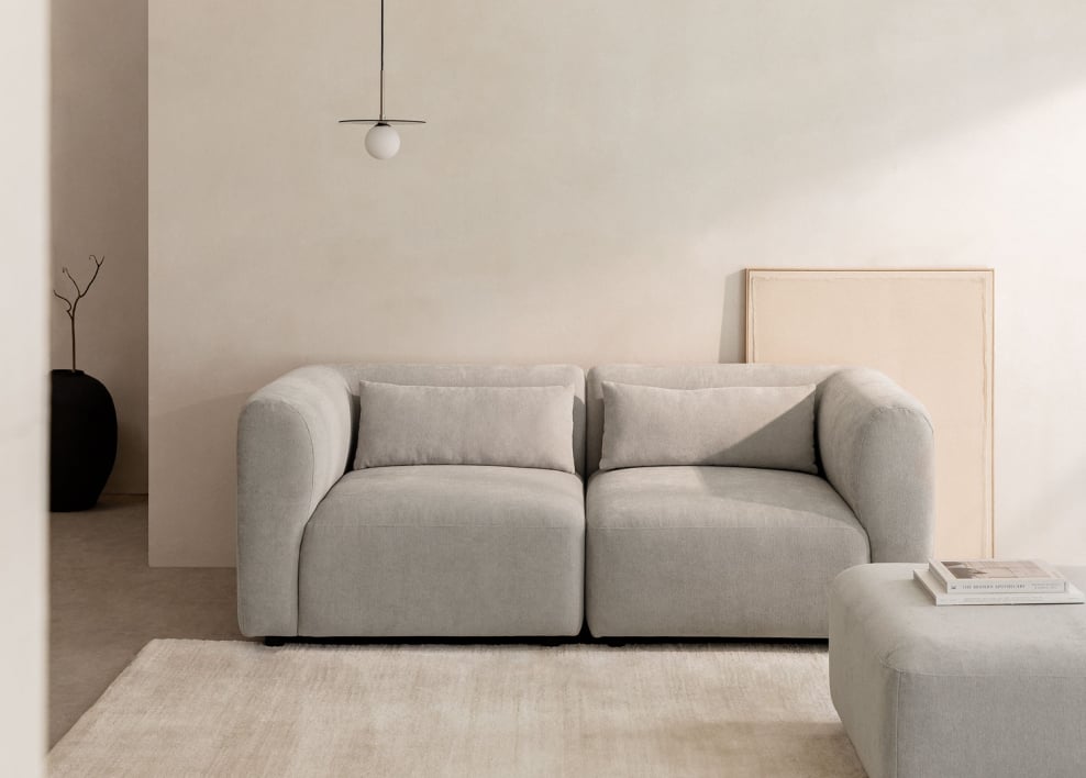 Fogler 2-Piece Modular Sofa - Fabric Light Grey
