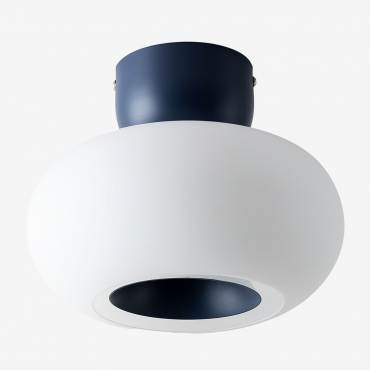 Led Ceiling Light In Glass And Steel Deruent Blue Lapis Blue - Sklum