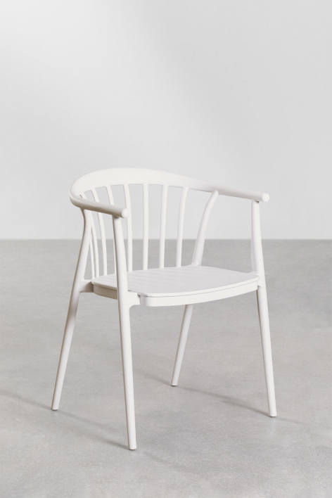 Pack of 4 stackable dining chairs with armrests in polypropylene Ivor - Gardenia White