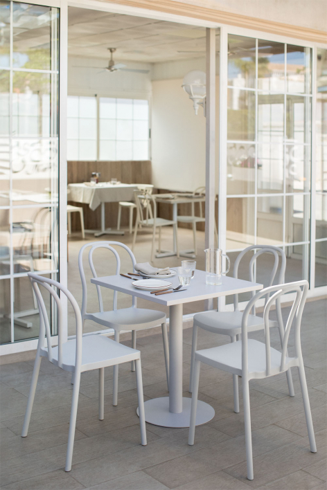 Square 70x70 cm table set with 4 Mizzi garden chairs