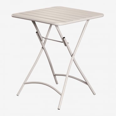 Janti Foldable 60x60 Cm Square Steel Kitchen Table Tapioca Beige - Sklum