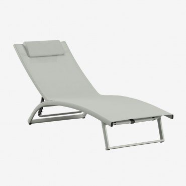 Reclining Aluminum Sun Lounger With Dulem Cushion Green Khaki - Sklum