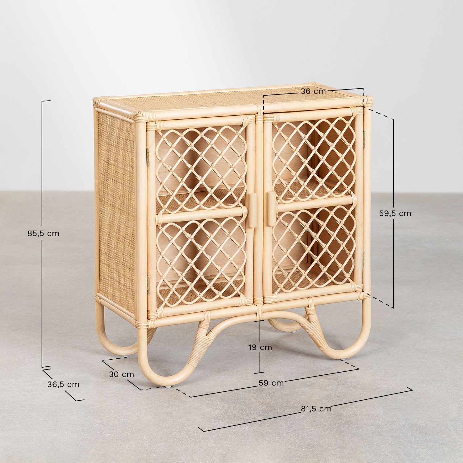 Drayden Rattan Sideboard, medidas