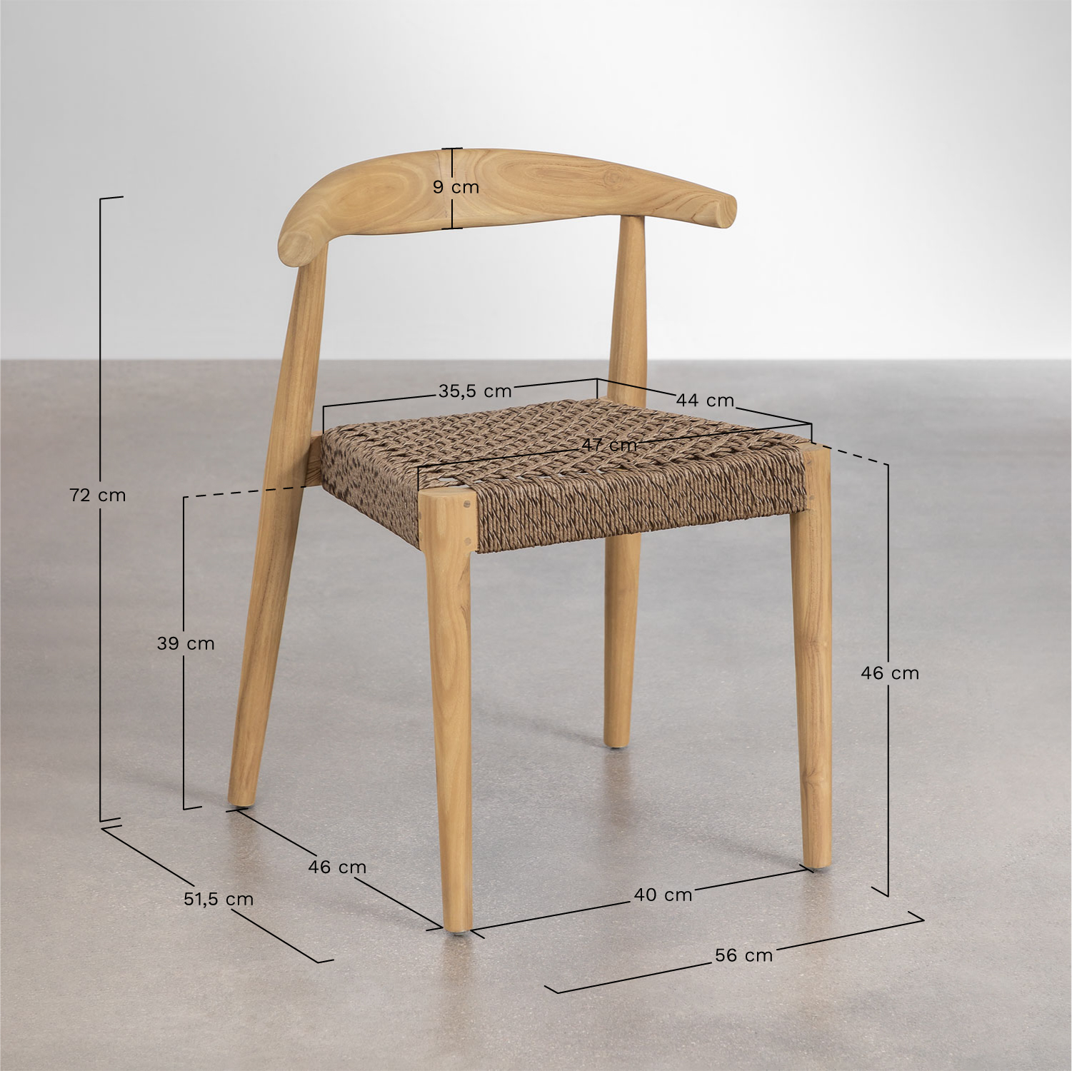 Celle teak garden chair, medidas