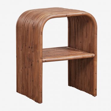 Nolay Rattan Bedside Table Brown Dark Brown Wood - Sklum
