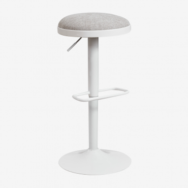 Igarasi Adjustable High Stool In Metal And Fabric White - Light Grey - Sklum