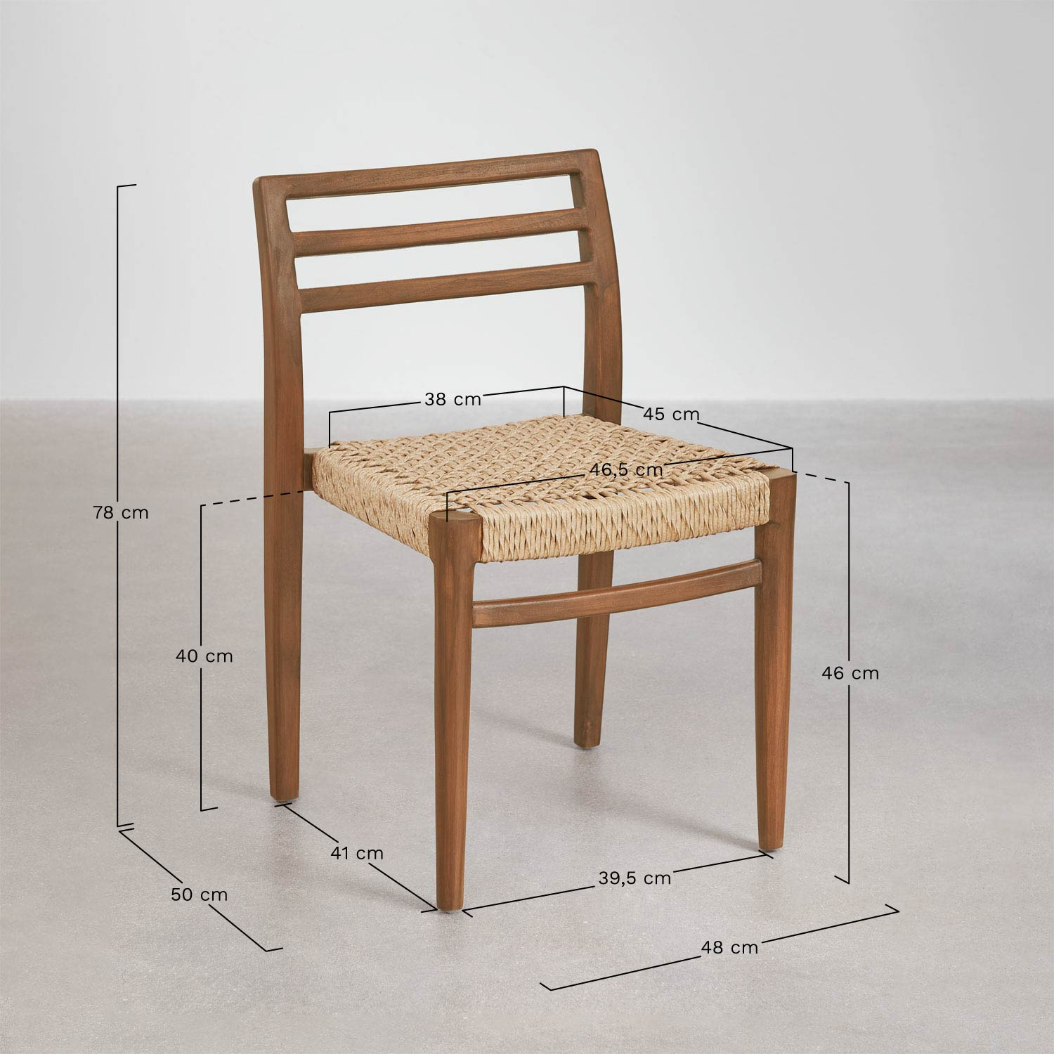 Lulea pack of 2 teak garden chairs, medidas