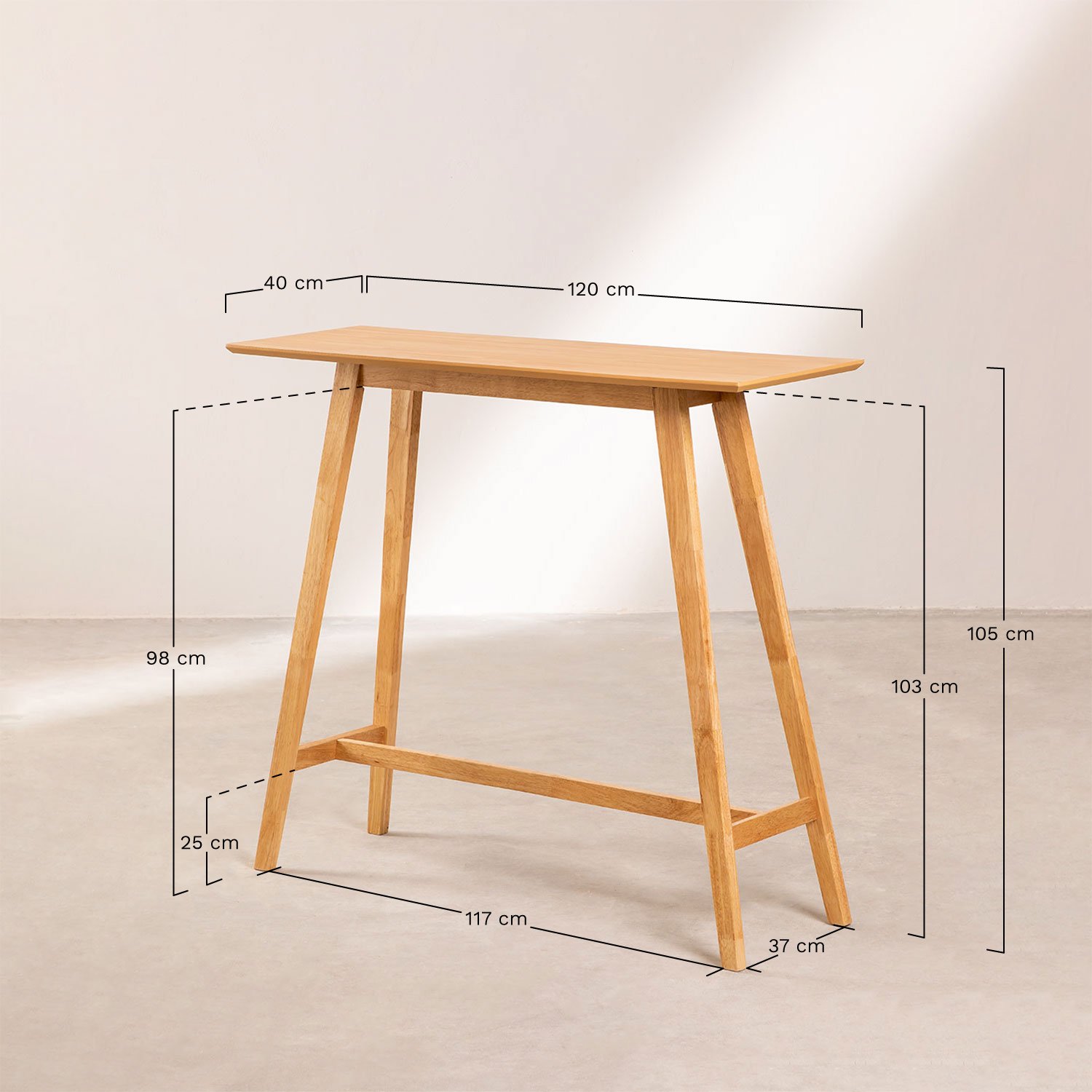 Rectangular Wooden High Table Kerhen , medidas