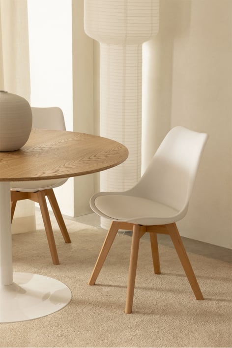 Nordic polypropylene and beech wood dining chair