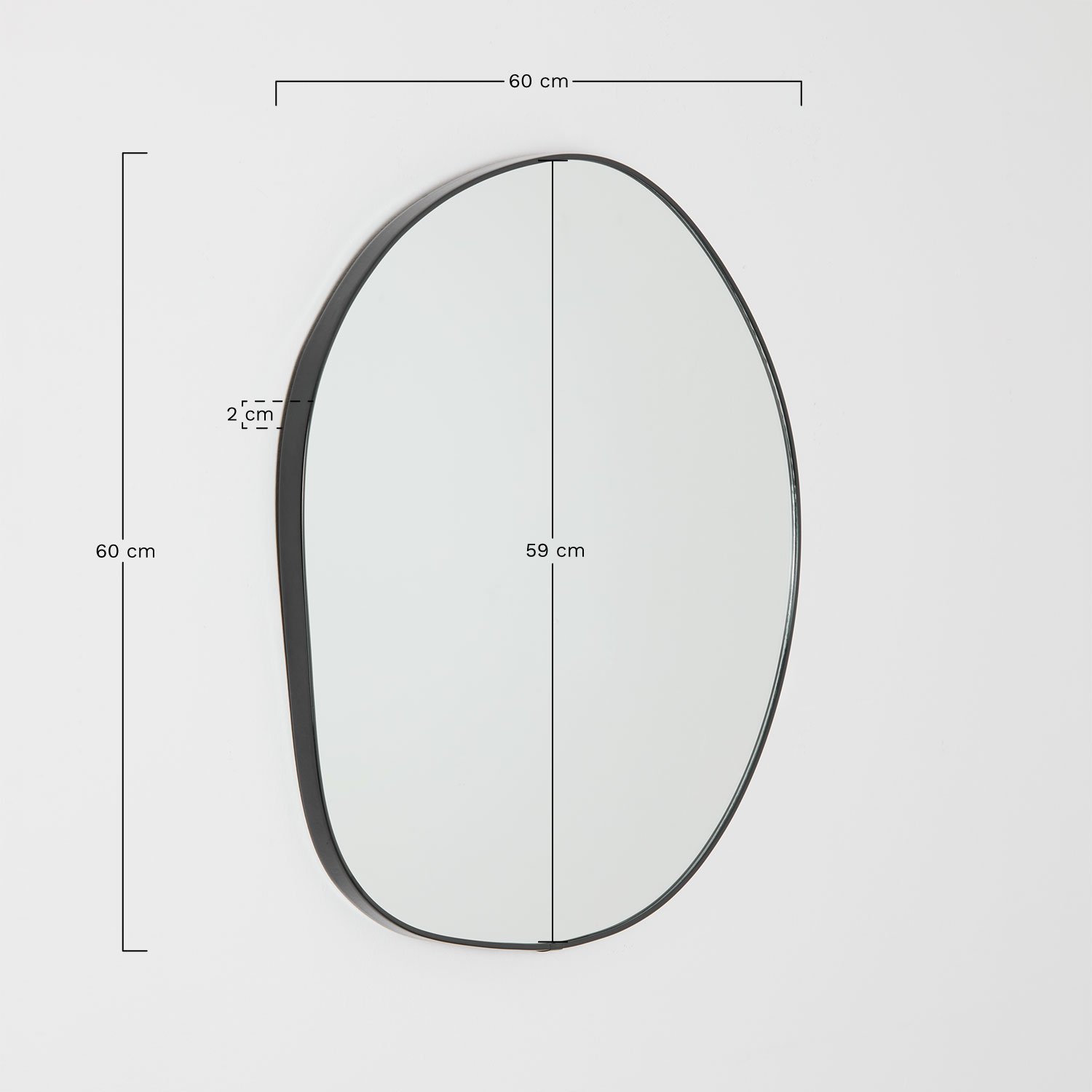 Rasmus 60x60 cm wall mirror, medidas