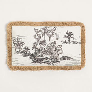 Rectangular Cushion 30x50 Cm In Diwas Cotton Light Grey Taupe - Sklum