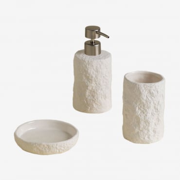 Zolave Stoneware Bathroom Set Grey Brass - Sklum