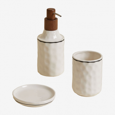 Arauzo Stoneware Bathroom Set Off-white - Sklum