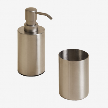 Valdio Stainless Steel Bathroom Set Grey Steel - Sklum