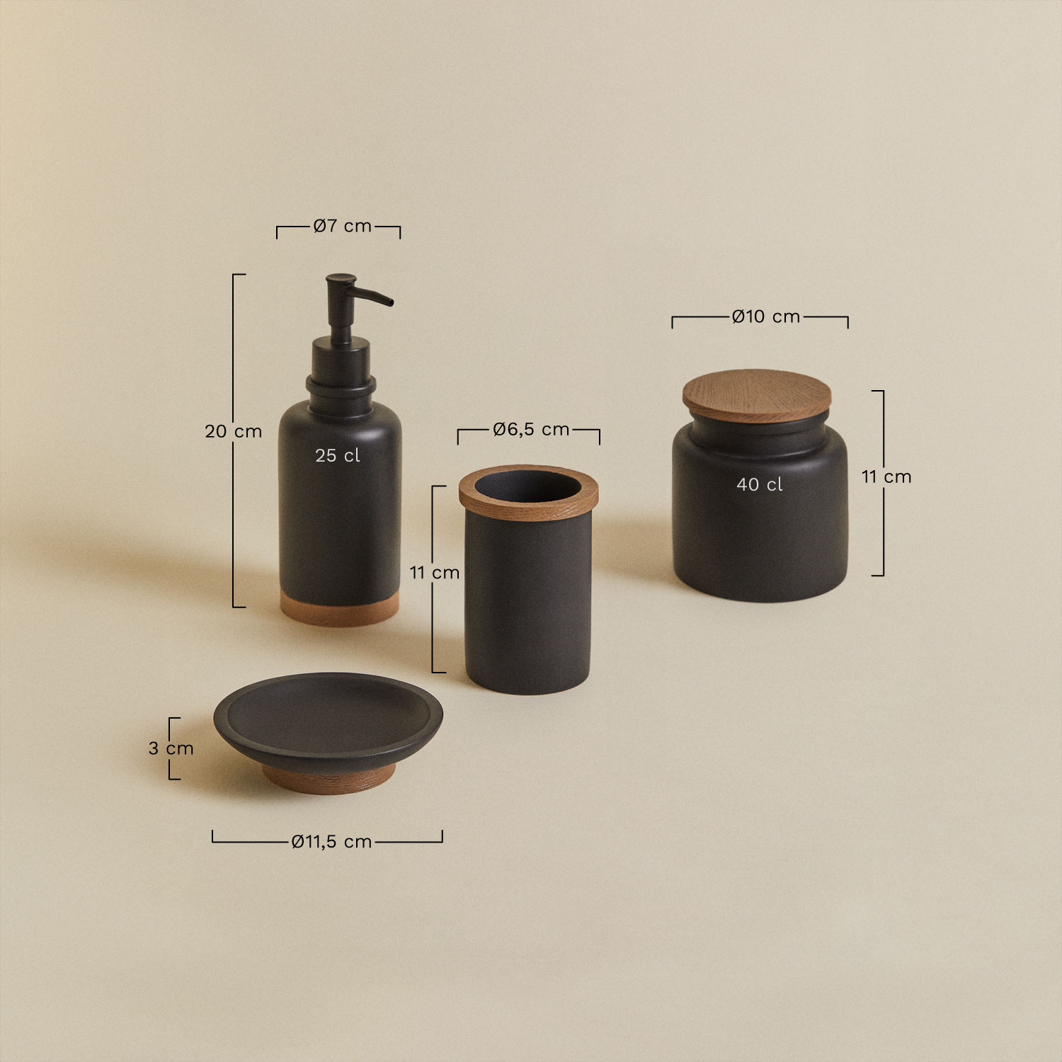 Canen resin bathroom set, medidas