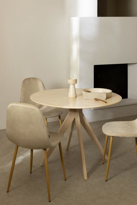 Sekiz round Ø100 cm wooden dining table - Brown Light Ash