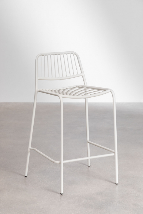 Garden high stool 65 cm stackable in gardenia white steel Elton - Gardenia White