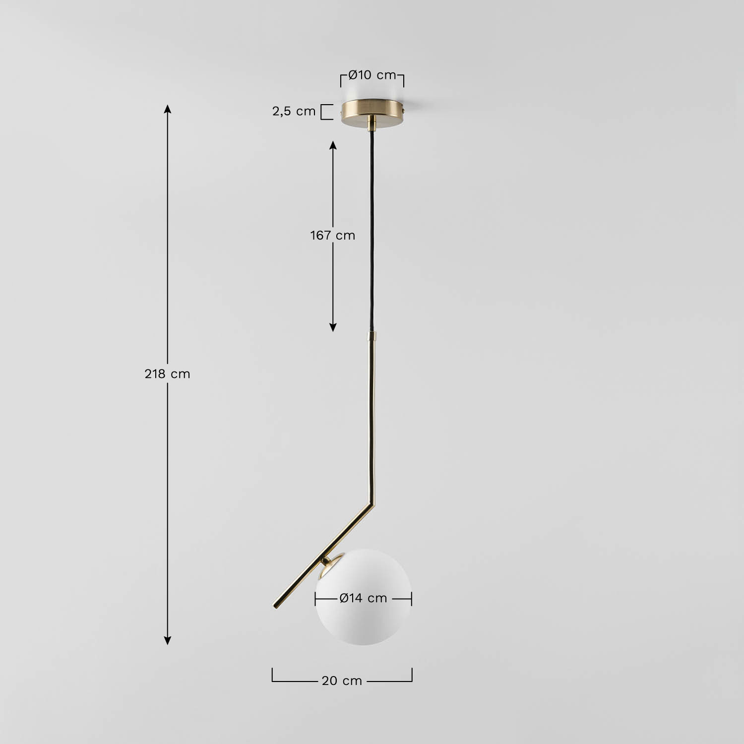 Linorayle stainless steel ceiling lamp with glass ball, medidas