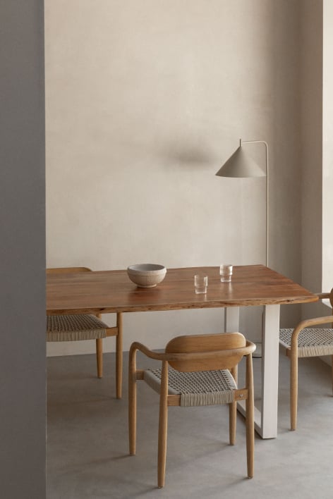 Rectangular dining table in Sami acacia wood - White