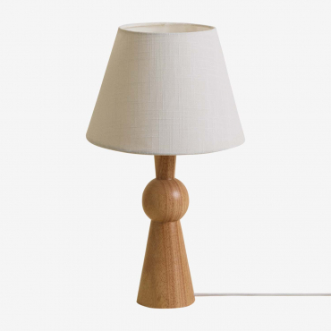 Jevila Rubber Wood Table Lamp Natural Wood - Sklum