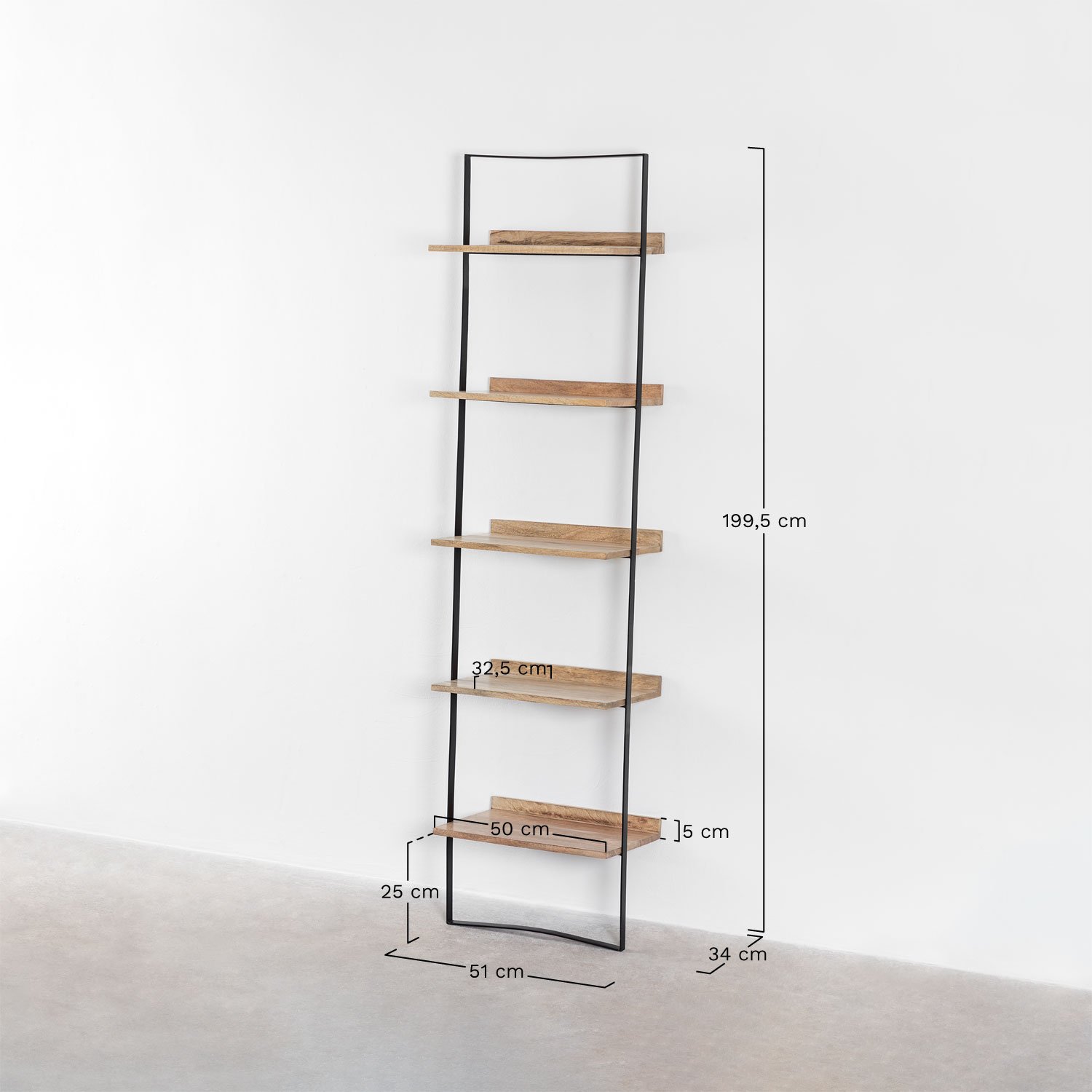 Wall shelf in mango wood and Tyrp metal  , medidas