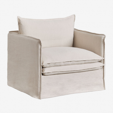 Grace Linen And Cotton Armchair Fabric Beige - Sklum
