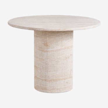 Round Dining Table Ø100 Cm In Travertine Look Cement Velia Look Travertino - Sklum