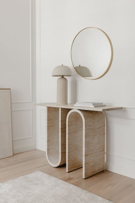 Ceravi travertine look cement console table