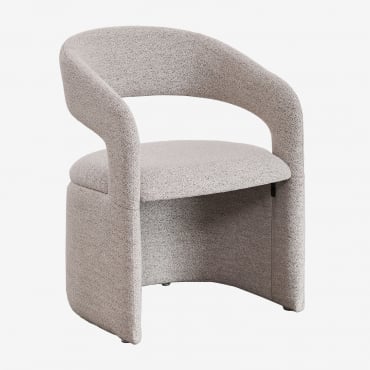 Pack Of 2 Jules Upholstered Dining Chairs With Armrests Bouclé Sand Colours - Sklum