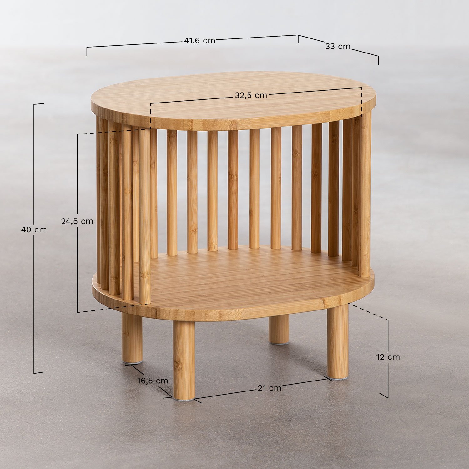 Connery bamboo bedside table, medidas