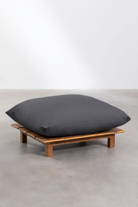 Brina acacia wood pouf - Grey Graphite