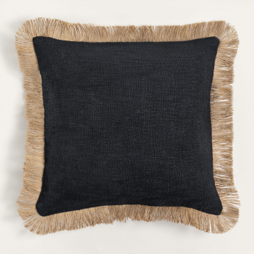Square Cushion 45x45 Cm In Paraiba Cotton Black - Beige Nature - Sklum