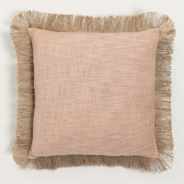 Square Cotton Cushion (45x45 Cm) Paraiba Pink Hazelnut - Beige Linen - Sklum