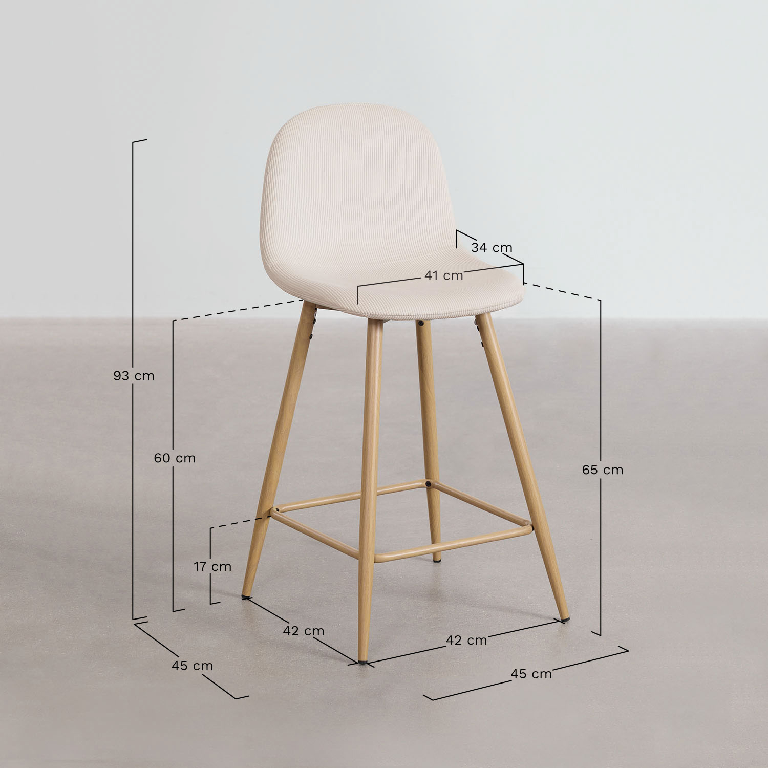 Pack of 2 high stools in Glamm corduroy, medidas