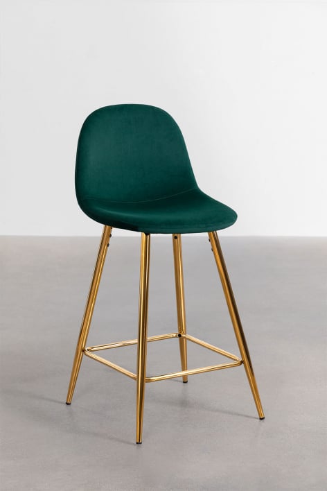 4-Pack high stools 65 cm in jungle green velvet and gold legs Glamm - Jungle Green