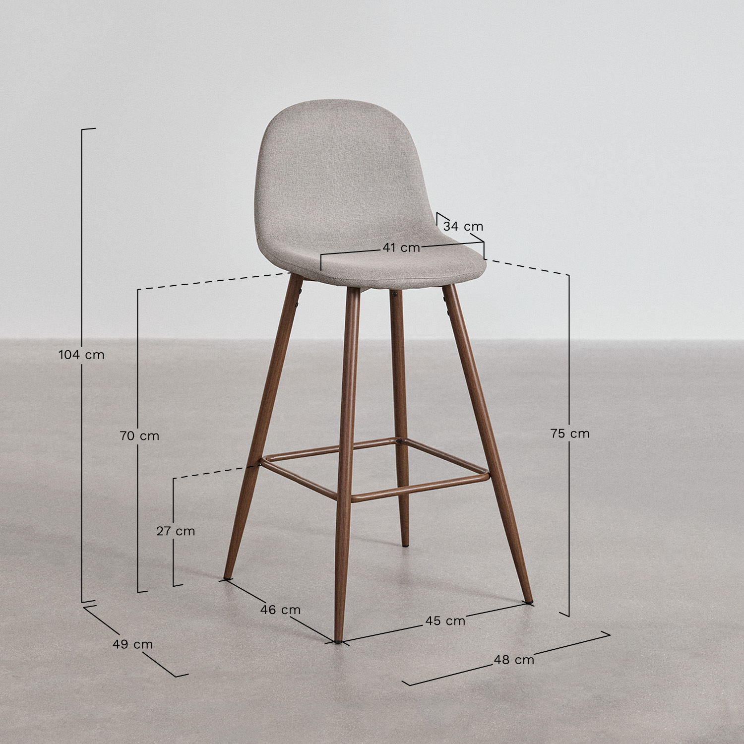 Pack of 2 Glamm High Stools, medidas