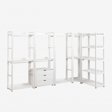 Open Corner Modular Wardrobe 5-piece In Steel And Wood Ariaster White - Sklum
