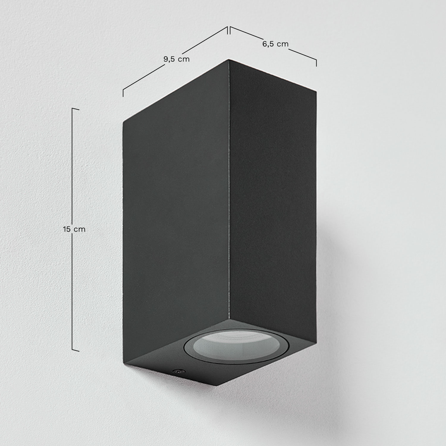 Aluminum wall light with 2 Dolton light points  , medidas