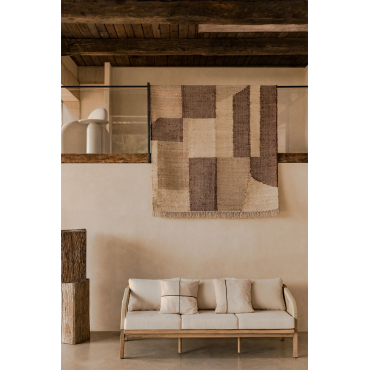 3-seater Sofa In Acacia Wood Dubai Gardenia White & Rustic Acacia Brown - Sklum