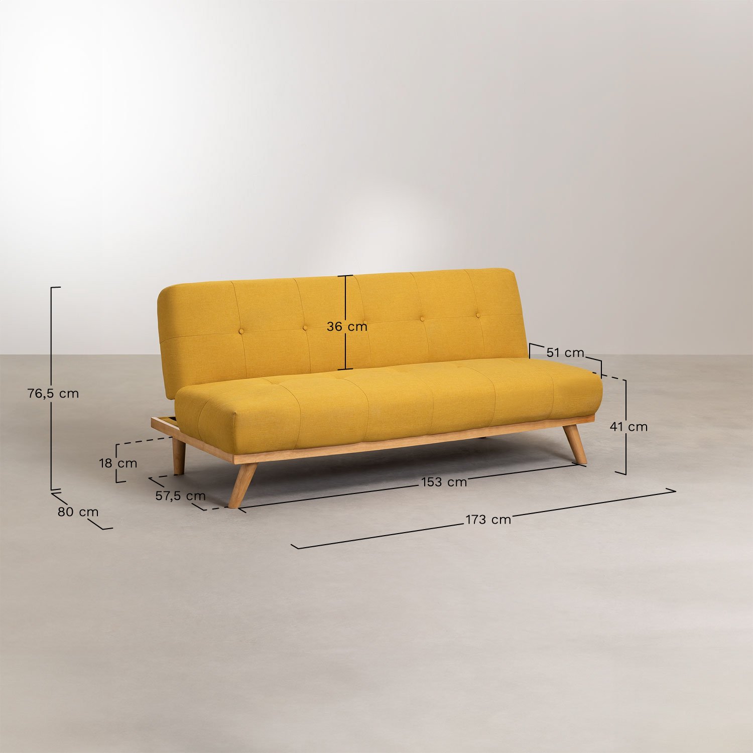 2-seater recliner sofa upholstered Juhli, medidas