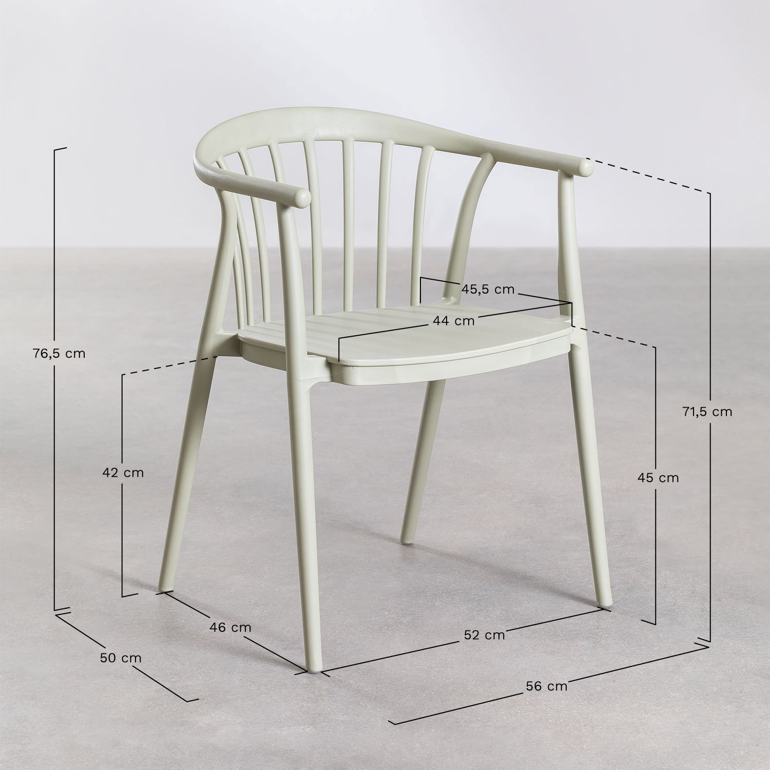 Arnadine rectangular table set (180x100 cm) and 6 Ivor garden chairs, medidas