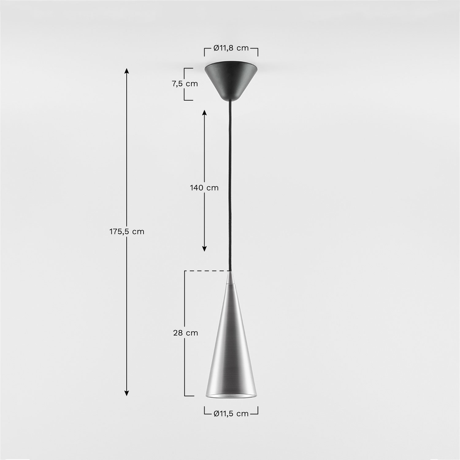 Doryn iron ceiling lamp, medidas