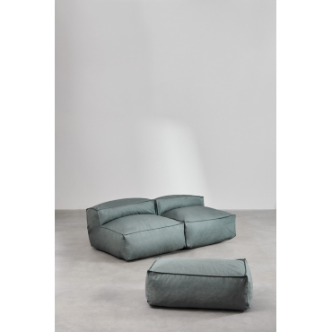 2-piece Modular Garden Sofa And Pouf Dojans Green Éter - Sklum