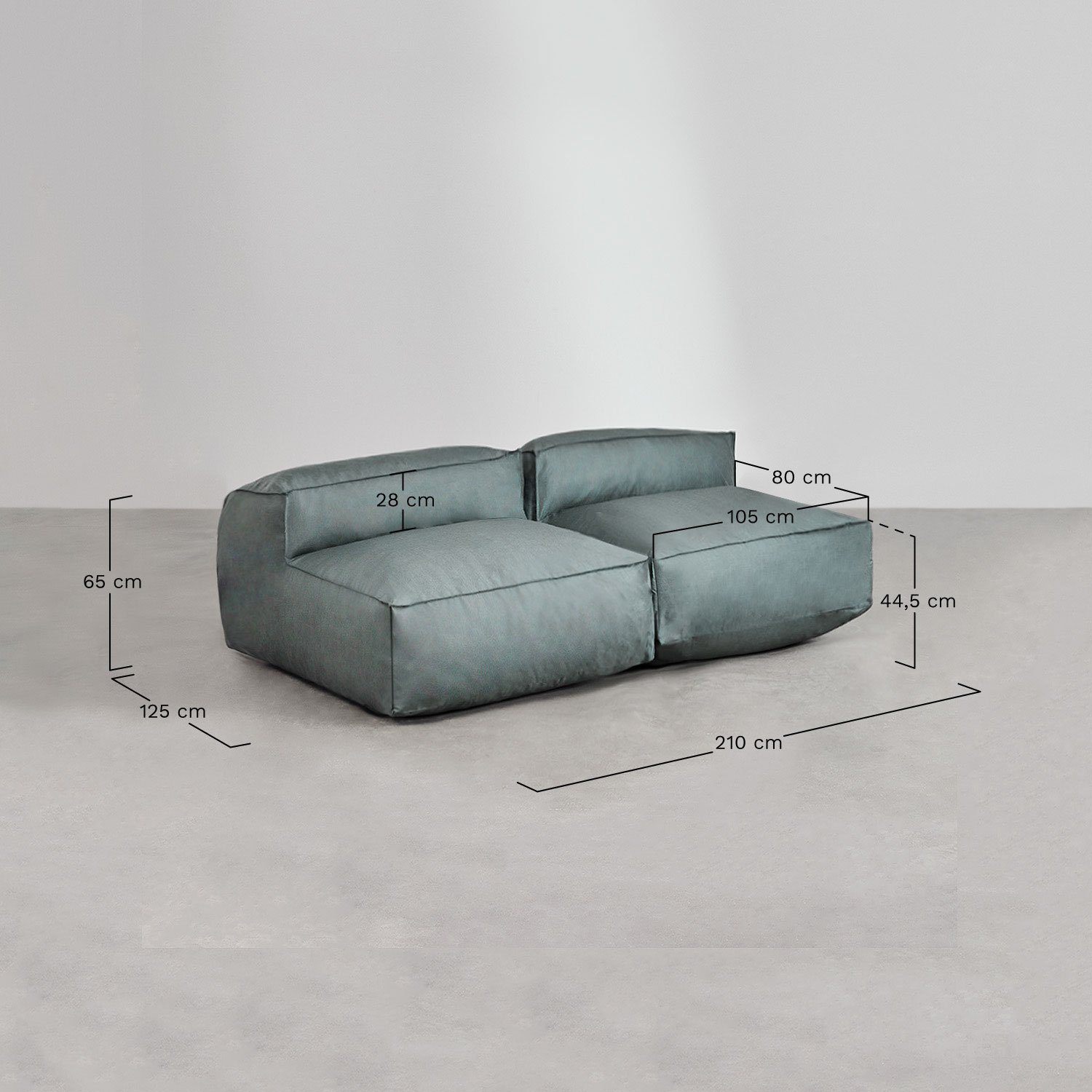 Dojans 2-Piece Modular Sofa and Pouf  , medidas