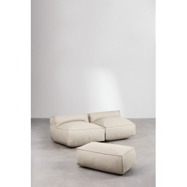 2-piece Modular Sofa And Dojans Ottoman Beige Semoline - Sklum