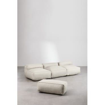 Dojans 3-piece Modular Sofa And Pouf Beige Semoline - Sklum
