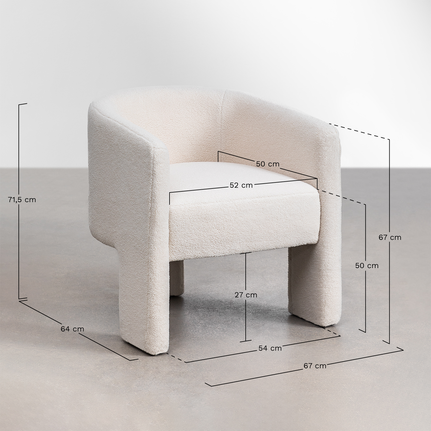 Pack of 4 dining chairs in Xastru shearling, medidas