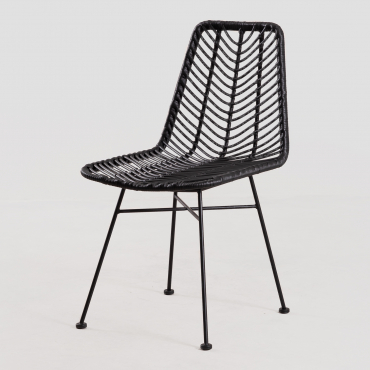 Pack Of 2 Garden Chairs In Synthetic Rattan Gouda Colors Black & Black - Sklum