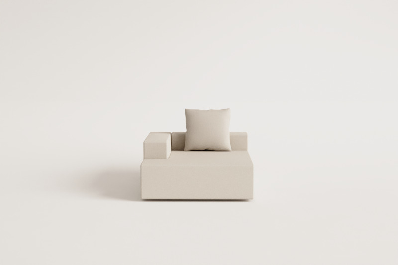 Left chaise longue module with cushion for Bruna modular sofa